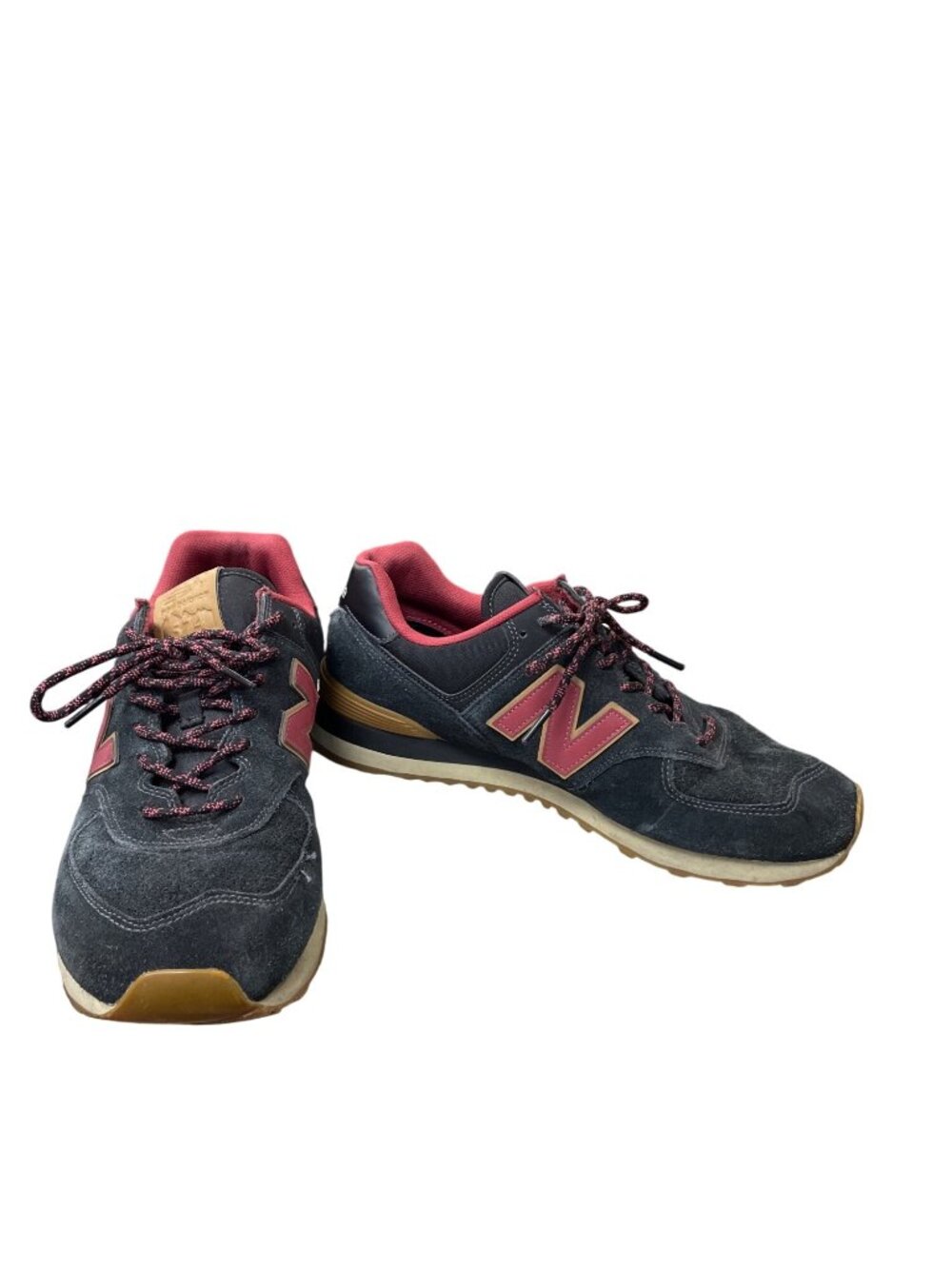 New Balance 574 mens black red suede walk run low top sneakers sz 11D SKU 10-851
